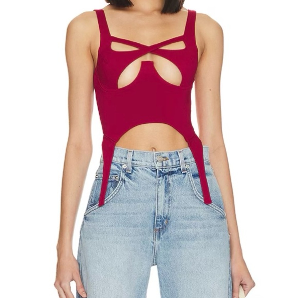 NEW! Superdown Cranberry Red Cut Out Crop Top